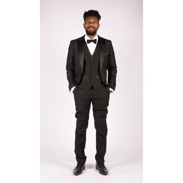 Traje de esmoquin clásico de satén negro de 3 piezas para hombre, a medida, para boda y graduación - Knighthood Store