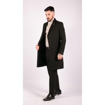 Chaqueta cruzada de lana para hombre, de 3/4 de largo y estilo Peaky Blinders - Knighthood Store