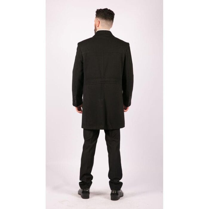 Giacca da uomo in lana nera, elegante, formale, trench 3/4, stile retrò vintage anni '20 - Knighthood Store