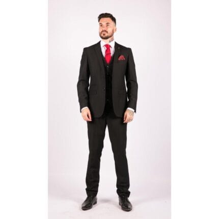 3-teiliger schwarzer Herrenanzug mit maßgeschneiderter Passform, klassischer Türsteher, Morgenbegräbnis - Knighthood Store