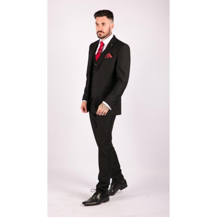 Mens 3 Piece Black Tailored Fit Complete Suit Classic Doorman Morning Funeral - Knighthood Store