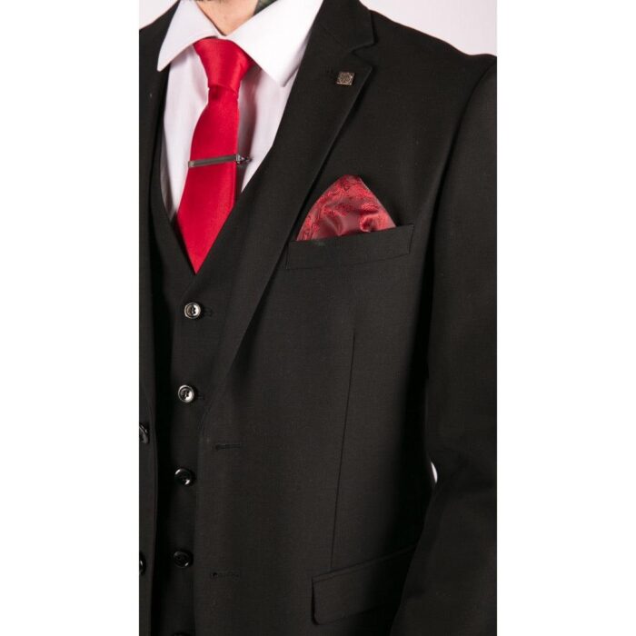 Mens 3 Piece Black Tailored Fit Complete Suit Classic Doorman Morning Funeral - Knighthood Store