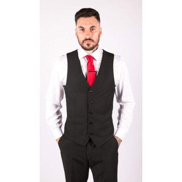 Mens 3 Piece Black Tailored Fit Complete Suit Classic Doorman Morning Funeral - Knighthood Store