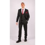 Traje de tres piezas de lana para hombre, tweed negro carbón, corte clásico a medida - Knighthood Store