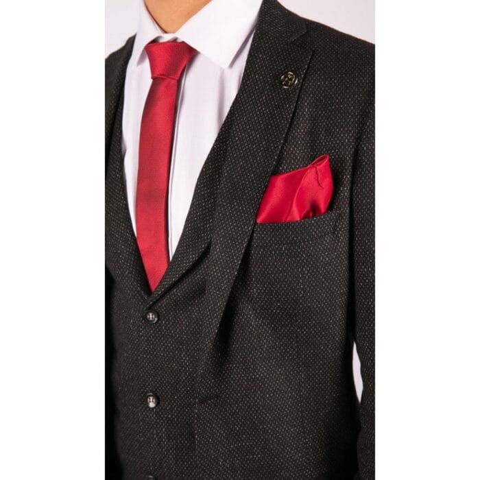 Traje de tres piezas de lana para hombre, tweed negro carbón, corte clásico a medida - Knighthood Store