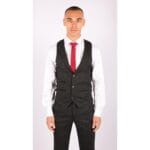 Traje de tres piezas de lana para hombre, tweed negro carbón, corte clásico a medida - Knighthood Store