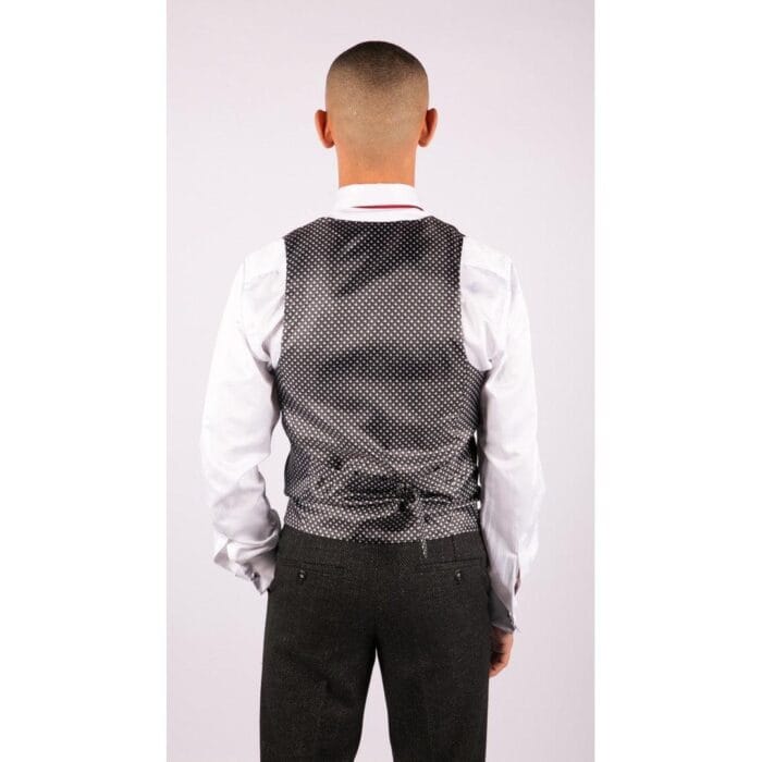 Traje de tres piezas de lana para hombre, tweed negro carbón, corte clásico a medida - Knighthood Store