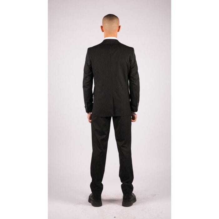 Traje negro de 3 piezas para hombre, estilo Gatsby, años 20, estilo gánster, raya diplomática, corte a medida - Knighthood Store