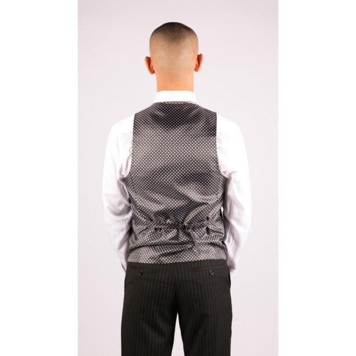 Traje negro de 3 piezas para hombre, estilo Gatsby, años 20, estilo gánster, raya diplomática, corte a medida - Knighthood Store