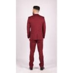 Herrenanzug, 3-teilig, Wolle, Tweed, Burgunderrot, Schwarz, Tailored Fit, Klassisch - Knighthood Store