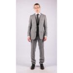 Abito da uomo in lana 3 pezzi doppiopetto grigio corto e lungo - Knighthood Store