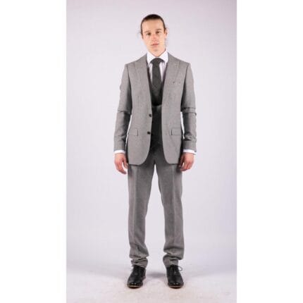 Abito da uomo in lana 3 pezzi doppiopetto grigio corto e lungo - Knighthood Store