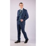 Abito da sposo da uomo 4 pezzi con collo a scialle, cravatta blu vintage, vestibilità su misura - Knighthood Store