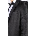Giacca da smoking in stile Paisley da uomo, con gilet e giacca da smoking in broccato, vestibilità nera in raso - Knighthood Store