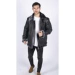 Mens Genuine Sheepskin Leather B3 Flying Aviator Jacket Black Grey Fur - Knighthood Store