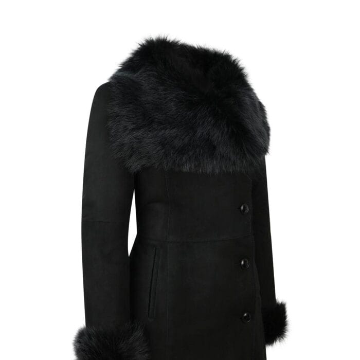 Giacca da donna in vera pelle di pecora, in pelle scamosciata con bottoni, vestibilità slim, trench lungo 3/4, stile designer - Knighthood Store