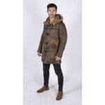 Chaqueta de piel de oveja auténtica para hombre, estilo clásico retro marrón - Knighthood Store