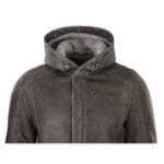 Giacca da uomo in morbida pelle di pecora marrone con cappuccio 3/4, autentica, classica e calda, invernale - Knighthood Store