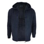Chaqueta con capucha para hombre, forro polar, tejido de punto, cálida, informal, con cremallera, para invierno - Knighthood Store