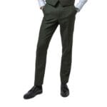 Herrenhose aus Wollmischung, olivgrün, Fischgrätenmuster, Tweed, formelle Hose - Knighthood Store