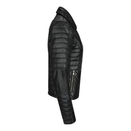 Giacca da motociclista in vera pelle da donna, nera, vestibilità slim - Knighthood Store