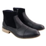 Stivali da uomo in vera pelle scamosciata, senza lacci, con cerniera laterale, eleganti e casual, neri e blu navy - Knighthood Store