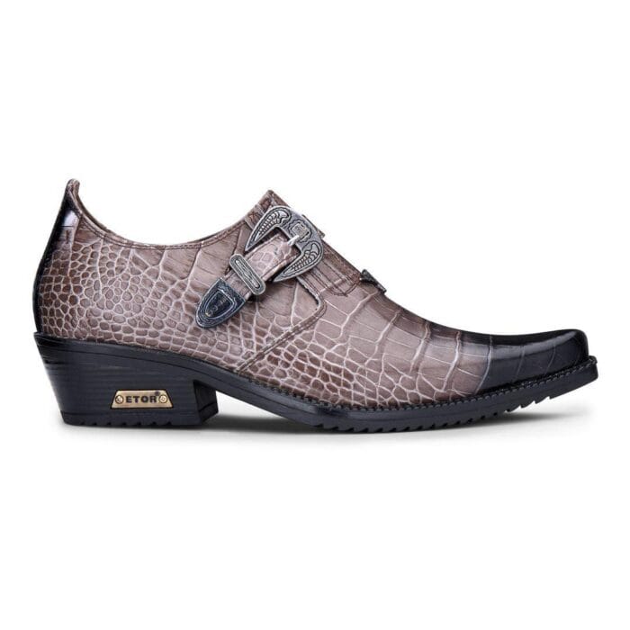 Zapatos estilo western de piel auténtica para hombre, con cinturón de metal de cocodrilo y tacón cubano, para bailar y montar - Tienda Knighthood