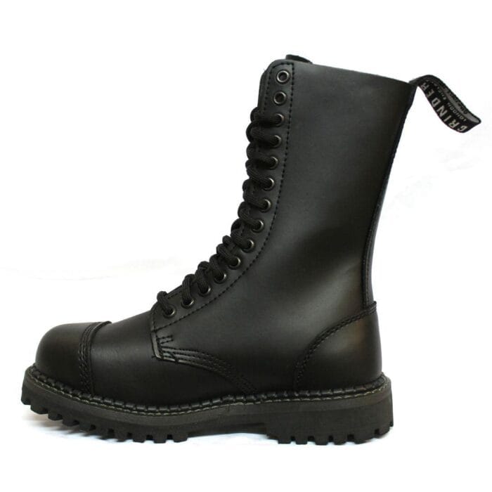 Stivali militari unisex in vera pelle, neri, stile Ginders Herald, punk rock, con punta in acciaio di sicurezza - Knighthood Store