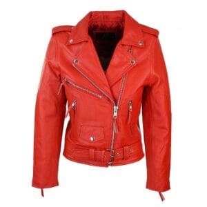 Klassische Brando-Biker-Motorradjacke aus Leder für Damen – Knighthood Store