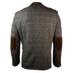 Giacca blazer aderente in tweed a spina di pesce vintage a quadri da uomo, marrone chiaro - Knighthood Store