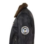 Mens Vintage Black Brown Zip Flying Aviator Jacket Fur Collar Badge Pilot Retro - Knighthood Store