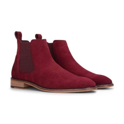 Bottines Chelsea à enfiler en daim Brugundy pour homme - Knighthood Store
