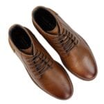 Stivali da uomo con punta tonda e lacci, in vera pelle, neri, marrone chiaro, eleganti, casual - Knighthood Store