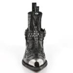 New Rock 7950P-S1 Black Leather Military Cowboy Boots Metal Toe Heel Biker Rock - Knighthood Store