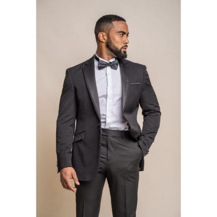 Klassischer, zweiteiliger Smokinganzug für Herren in Schwarz mit Spitzkragen - Knighthood Store