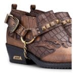 Zapatos de vaquero de cuero auténtico para hombre Wincklepickers, tacón cubano, cinturón de metal, estampado de cocodrilo occidental - Tienda Knighthood