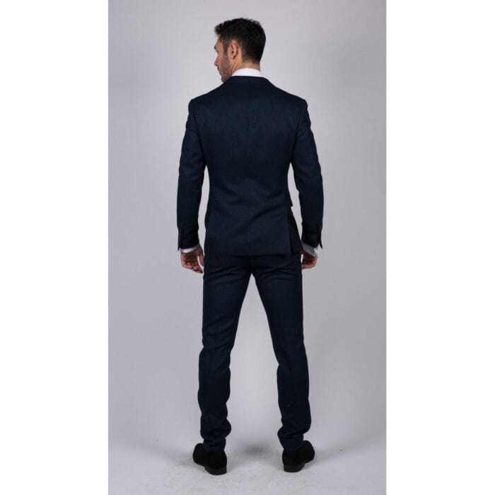 Traje azul marino de 3 piezas para hombre, estilo ojo de pájaro, para boda, graduación, formal, elegante, clásico - Knighthood Store