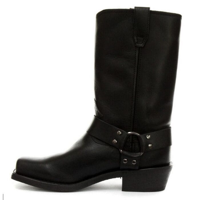 Unisex Real Leather Hi Biker Boots Rock Punk Grinders Buckle Cowboy Riding - Knighthood Store