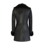 Chaqueta Toscana de piel de oveja auténtica para mujer, con cremallera cruzada 3/4, corte entallado, piel italiana negra - Knighthood Store