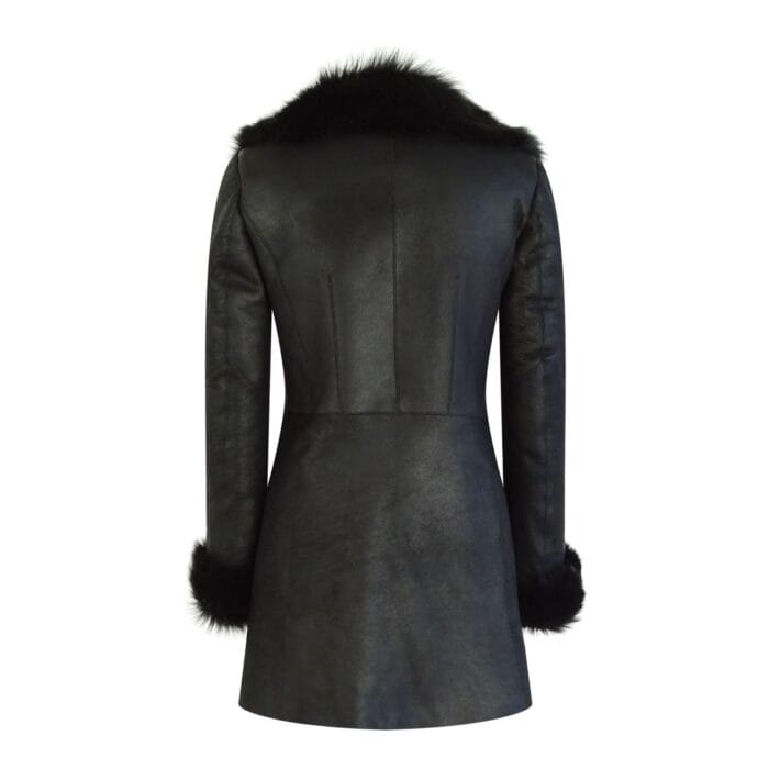 Giacca da donna in vera pelle di pecora, vestibilità slim, con cerniera incrociata 3/4, Toscana, nera, in pelle italiana - Knighthood Store