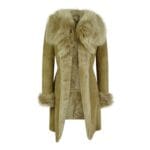 Veste en peau de mouton véritable pour femme, coupe ajustée, boutons en daim, trench-coat 3/4 italien - Knighthood Store