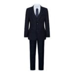 Costume 5 pièces bleu marine pour garçon, blazer, gilet, chemise, cravate, pantalon, fête de mariage - Knighthood Store