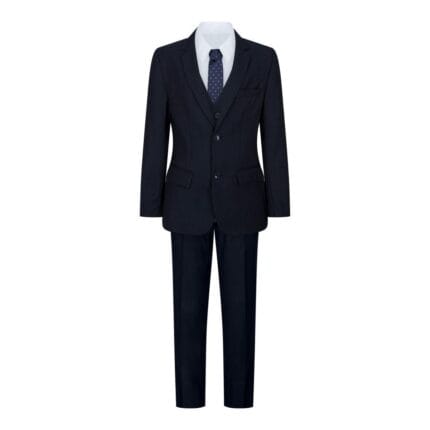 Jungen Marineblau 5-teiliger Anzug Blazer Weste Hemd Krawatte Hose Hochzeit Party - Knighthood Store