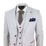 Costume 3 pièces en tweed à carreaux gris pierre pour homme, coupe ajustée, bordure marron, pour mariage, bal de promo - Knighthood Store