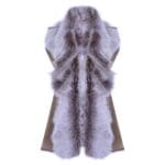 Ladies Women Real Spanish Shearling Sheepskin Toscana Taupe Long Waistcoat Gilet - Knighthood Store