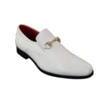 Mens Black Patent Shiny Slip On PU Snake Crocodile Leather Shoes Gold Buckle - Knighthood Store