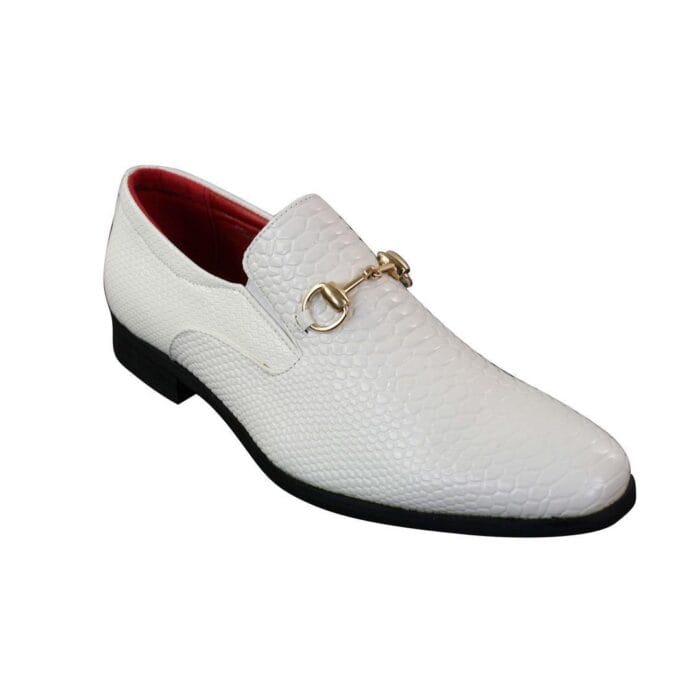 Herrenschuhe aus schwarzem Lackleder mit glänzender PU-Schlangen-Krokodilleder und goldener Schnalle - Knighthood Store