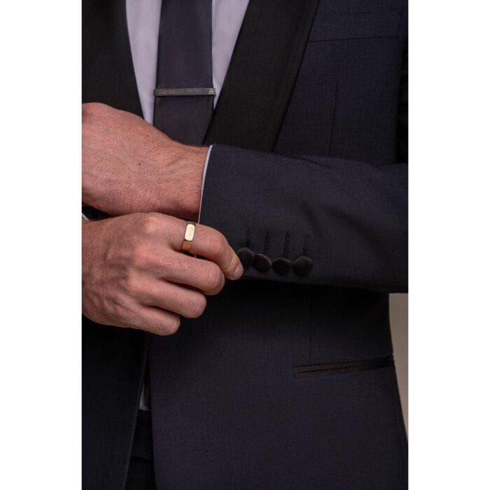 Smoking da uomo blu navy, 2 pezzi, con collo a scialle - Knighthood Store