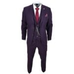 Costume 3 pièces pour homme en tweed de laine à carreaux prune bordeaux, style Gatsby des années 1920 - Knighthood Store