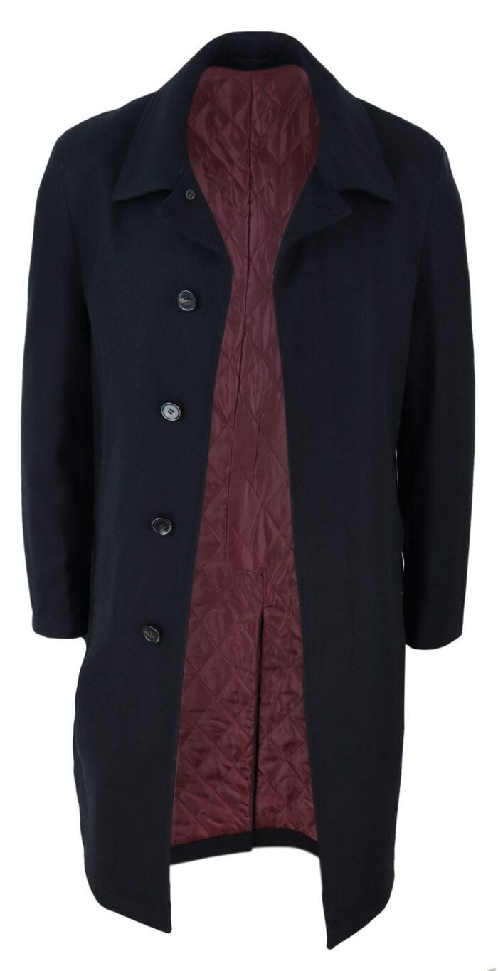 Giacca da uomo in lana nera, elegante, formale, trench 3/4, stile retrò vintage anni '20 - Knighthood Store